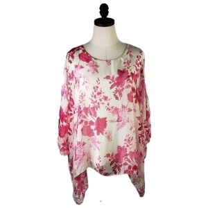 Elena Baldi Silk Blend Kimono Style top. Floral Print Size M